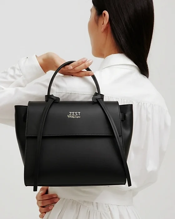 Structured Top Handle Flap Bag worn