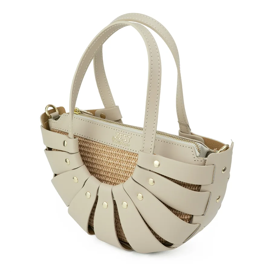 Cut-Out Leather Woven Tote — view 5