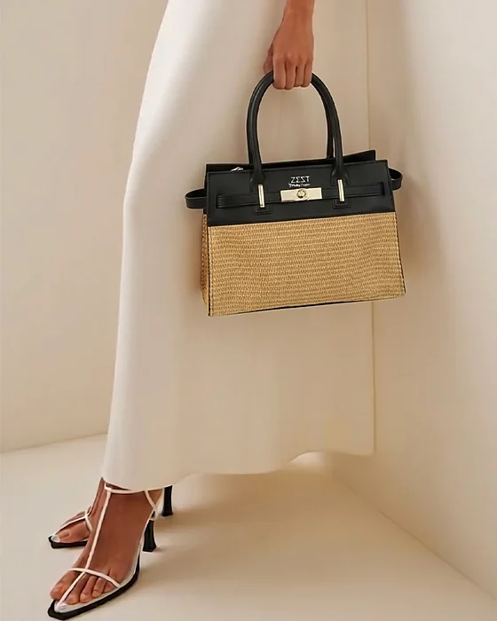 Raffia Tote worn