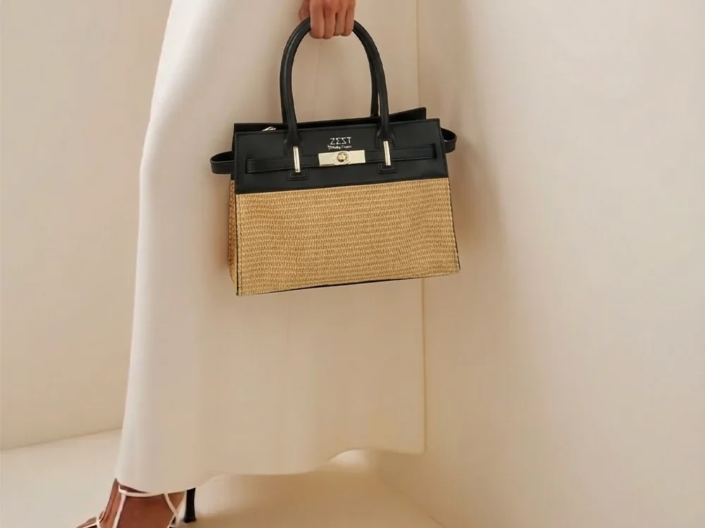 Raffia Tote worn