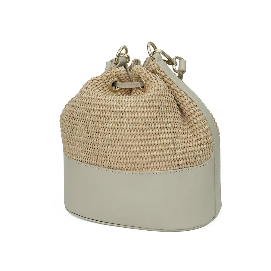 Drawstring Woven Bucket Bag — view 8