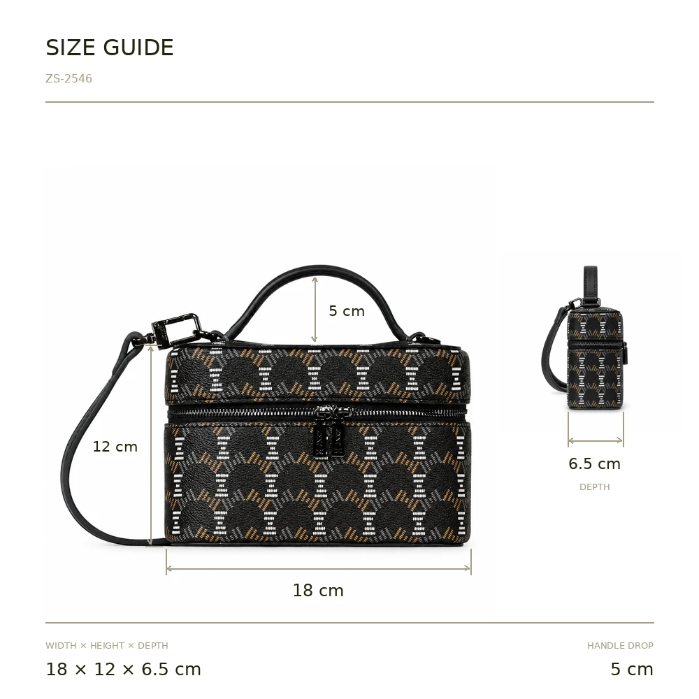 Top-Handle Vanity Bag size guide