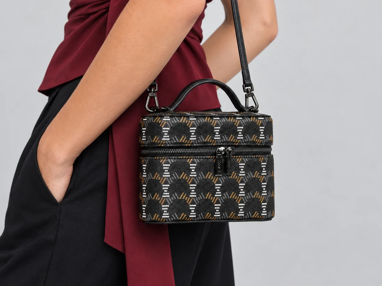 Top-Handle Vanity Bag worn